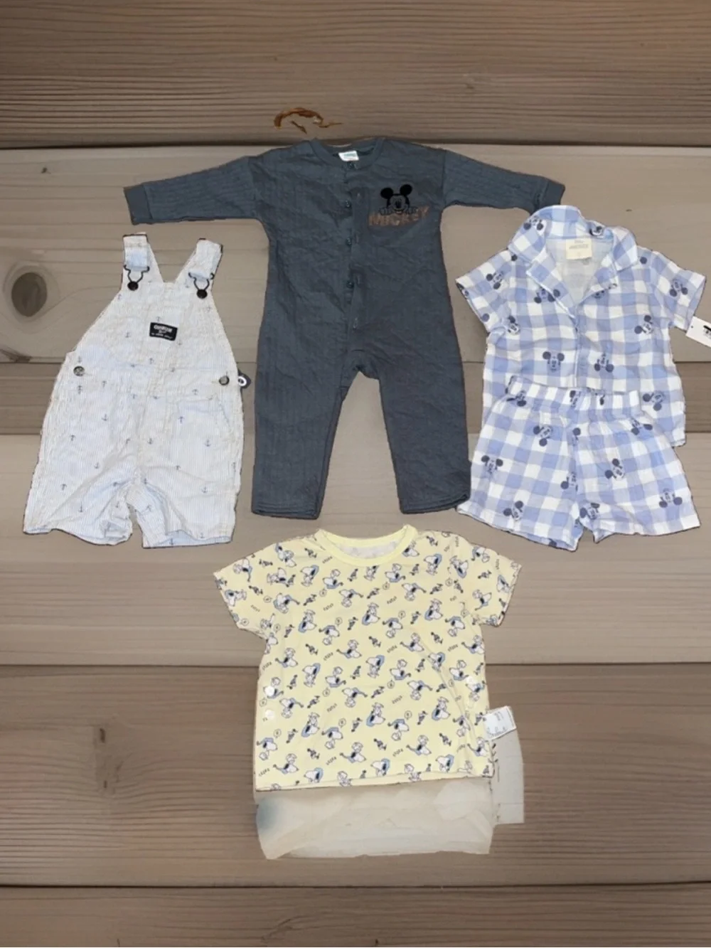 6-Items 18m Bundle Mickey Mouse Thermal Outfit & A2pc Button Up W/Shorts